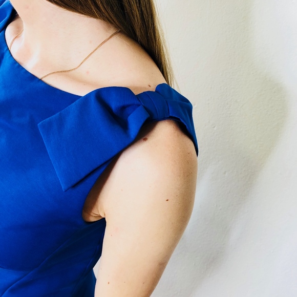 KATE SPADE BRIGHT BLUE BOW FIT FLARE DRESS NWOT 2 - Picture 5 of 7